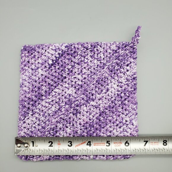 Handmade Crochet Purple/White Potholder Set Double Thickness - Picture 10 of 10